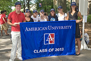 Freshman students holding a "Class of 2013" banner