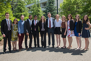 The 2017 American University Student Award winners standing with each other on the quad.