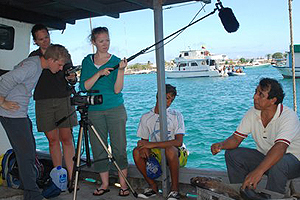Students filming in the Galapagos