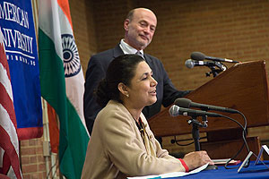 Photo: Meera Shankar, India's ambassador to the U.S., spoke at SIS on Oct. 6.