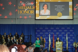 Anita McBride receives the Ellis Island Medal of Honor