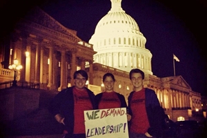 SPA Leadership students stand outside of the Capitol.