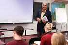 Professor Said in class, photo by Jeff Watts.