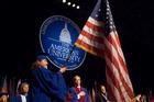 Closeup of flag at commencement
