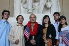 School of International Service professor Akbar Ahmed (center) with his student travelers.