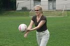 Photo: staff playing volleyball for pedometer challenge