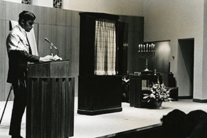 A Jewish student reads from the Torah at the Kay Center’s 1965 dedication