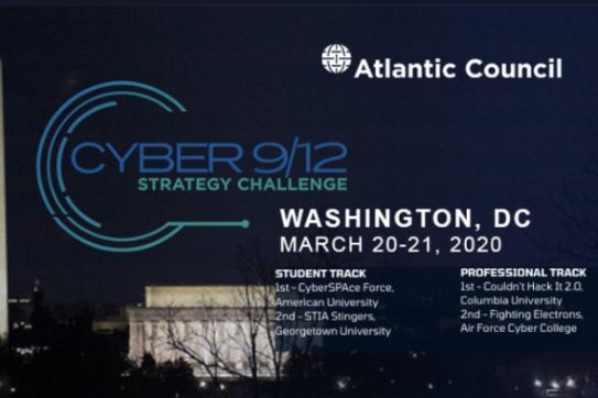 Atlantic Council, CYBER 2/12 Strategy Challenge. Washington DC March 20-21, 2020.