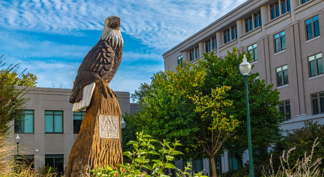 AU Campus and eagle sculpture