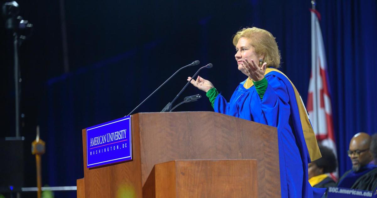 D26_215_196 Patty Caballero speaks at Fall Commencement.