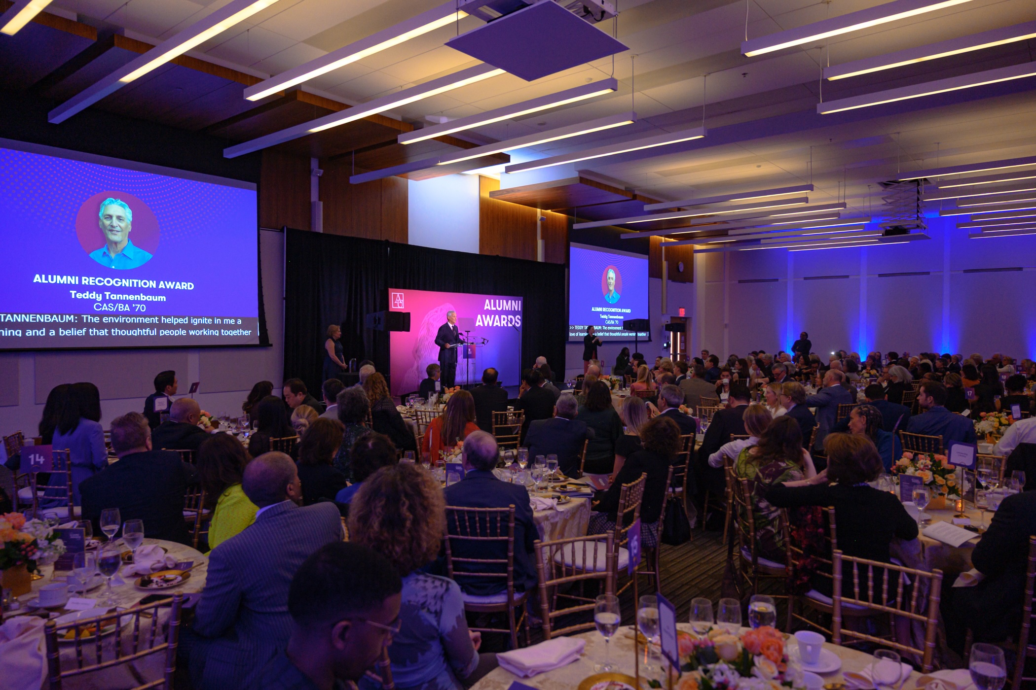 Teddy Tannenbaum speaks at the AU Alumni Awards.