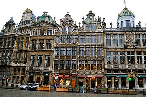 Ornate buildings along a street in the city.