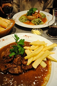 Traditional Belgian meals with french fries