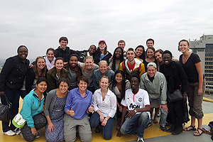 AU Nairobi staff and students on a rooftop.