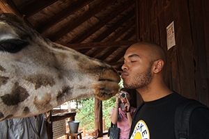 You, too, could get kissed by a giraffe at the Giraffe Center!