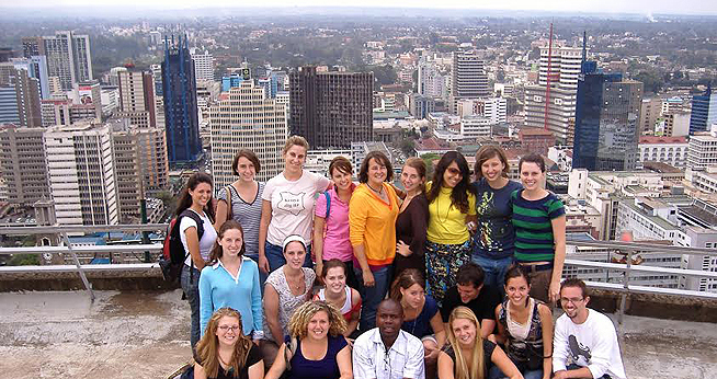 AU Nairobi students with city in background