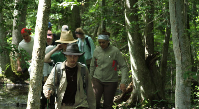 Anthropology students trek through the Dismal Swamp