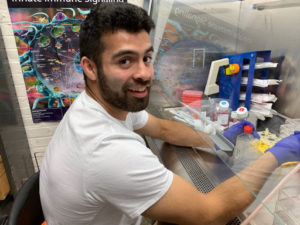 Undergraduate Abe Correa in the Cell Biology Lab