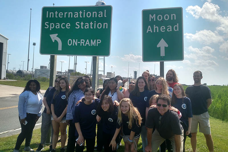 AU ThinSat teams pose during a special tour of the Mid-Atlantic Space Port in Wallops Virginia