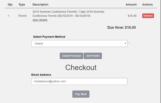 AU parking permit checkout