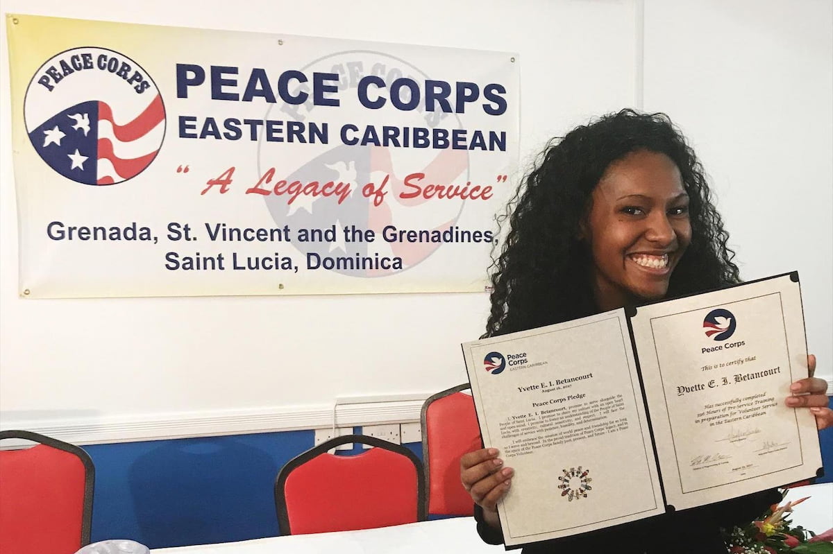 Panelist Yvette Betancourt with Peace Corps certificate