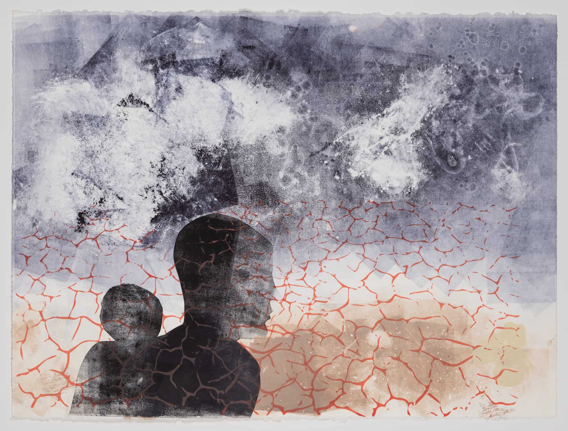 Ellyn Weiss and Sondra N. Arkin, The Human Flood (detail), 2023. Mixed media monoprints, 89 foot printed scroll in nine sections; height variable. Courtesy of the artists.