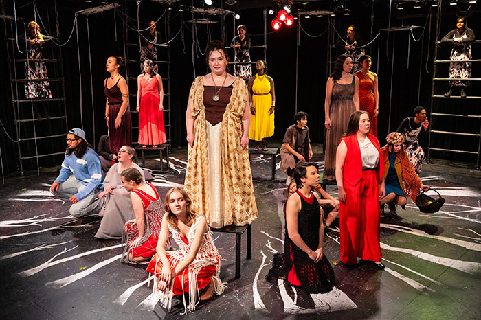 The cast of AU's production of Daughters of Leda on stage