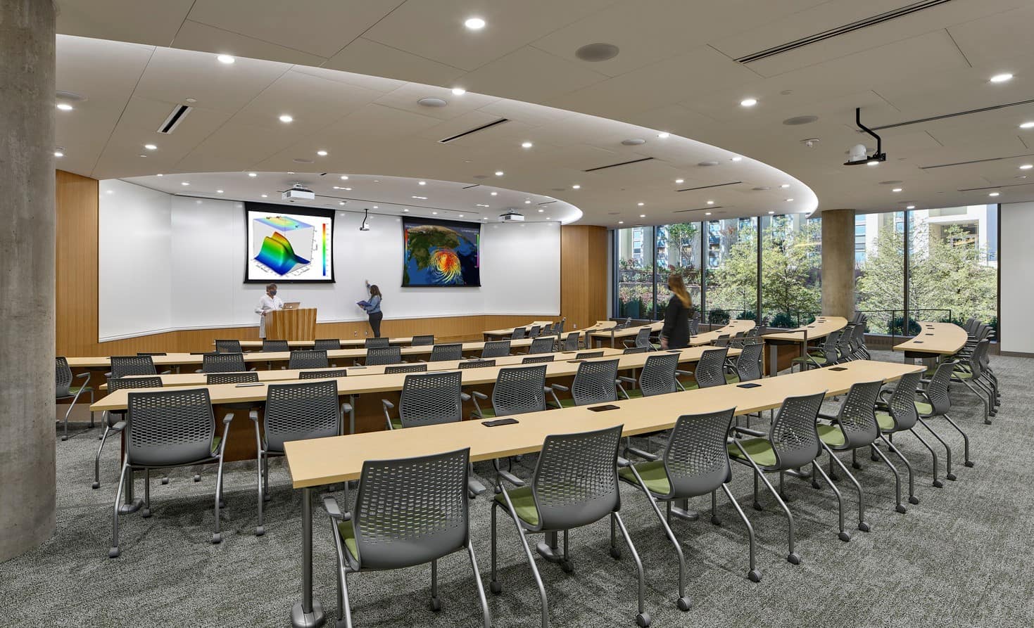 Hall of Science indoor lecture room with many chair and tables