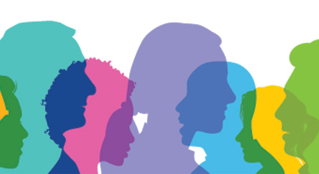 Colorful silhouettes of people's heads