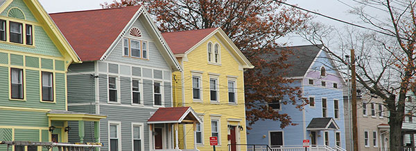 Houses on residential street.