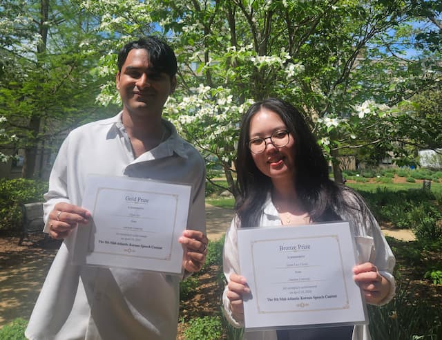 AU students Aryan Iyer and Lucy Cheong.