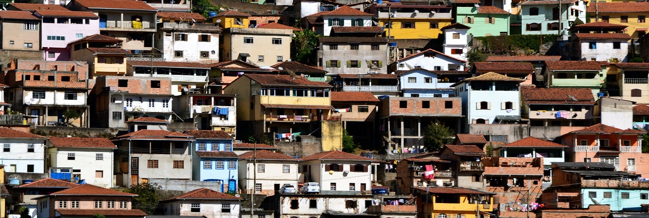 Brightly colored houses in a Brazilian favela