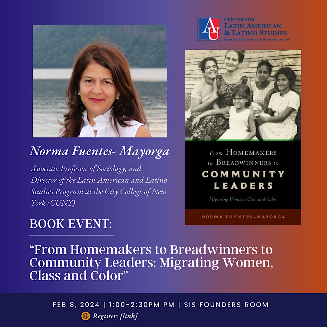 Flyer for book talk with Norma Fuentes-Mayorga