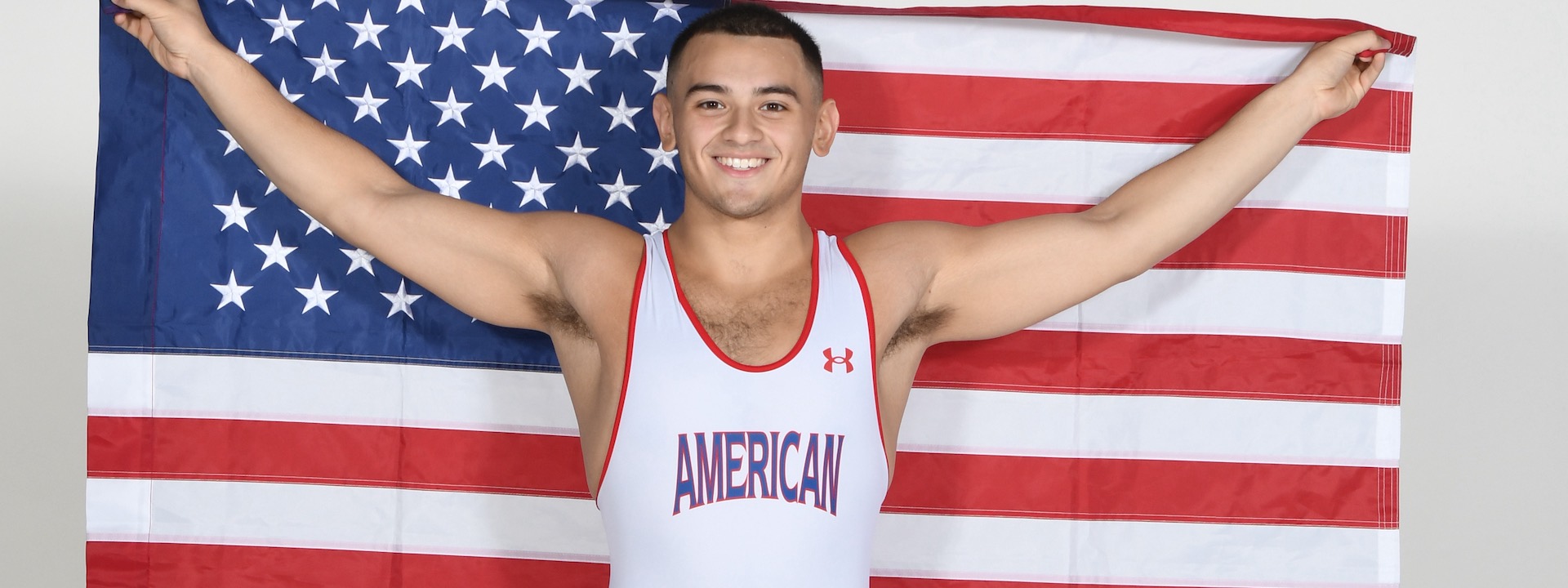 Wrestler with American Flag