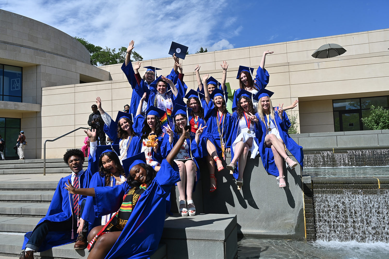 Students in regalia at the Katzen Arts Center