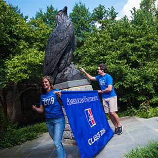 Students rub the Eagle's talon to signify a great start to the academic year.