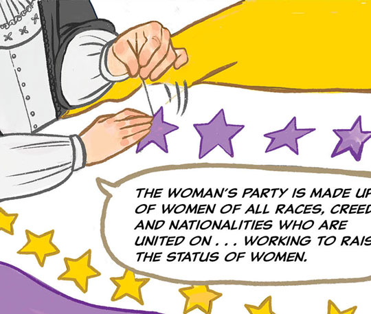 Alice: â€œThe Woman's Party is made up of women of all races, creeds, and nationalities who are united on ... working to raise the status of women.â€�