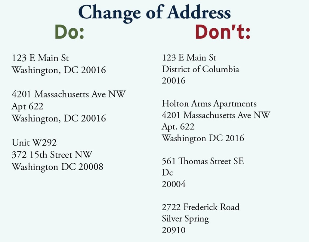 Change of address dos and don'ts