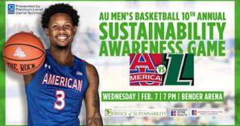 This year’s Campus Race to Zero Waste competition, running now through March 23, will tip off on February 7 at Bender Arena with the 10th Annual Sustainability-themed Men’s Basketball game.
