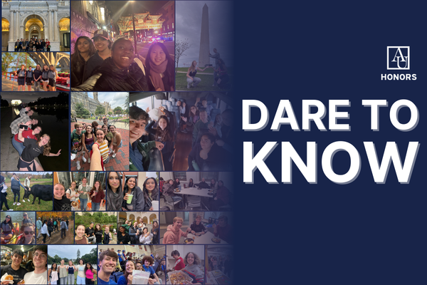 Collage of AU Honors students around D.C.