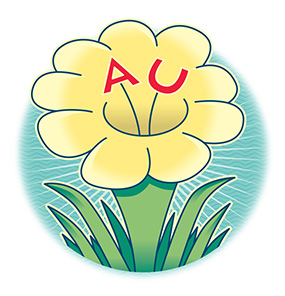 illustrated flower with AU in the center