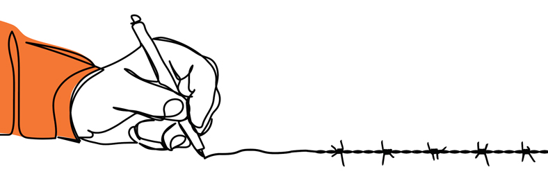 hand drawing a line with barbed wire