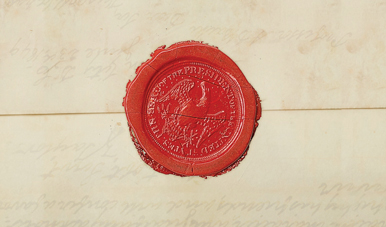 Parchment letter sealed with wax