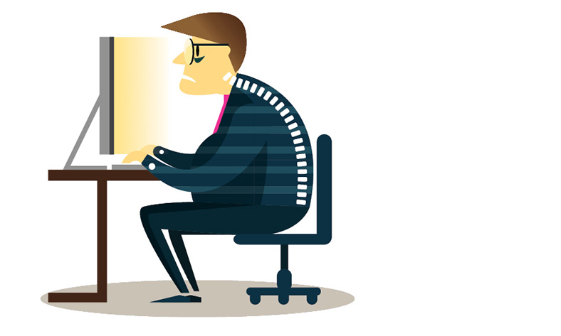 Illustration of an office worker sitting at a desk