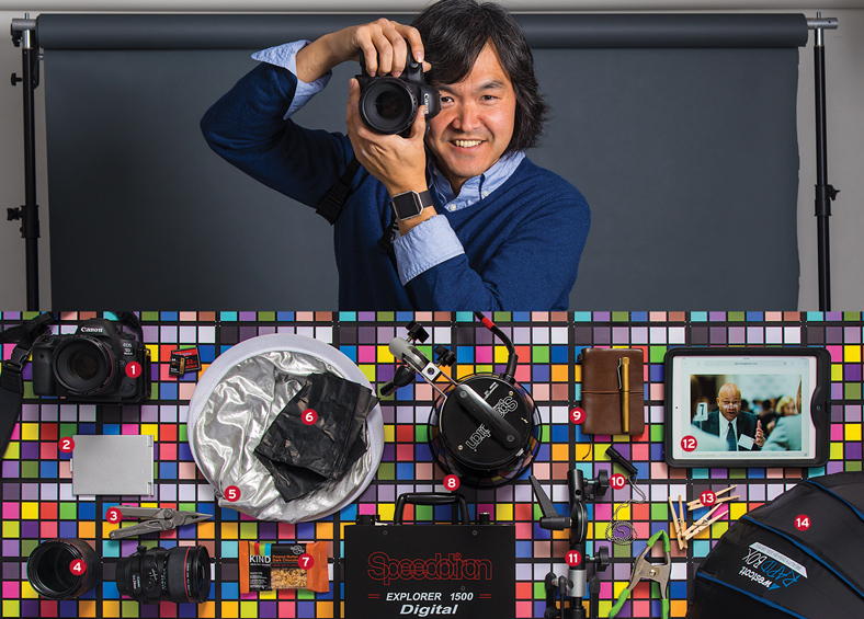 Dan Chung and his photography equipment