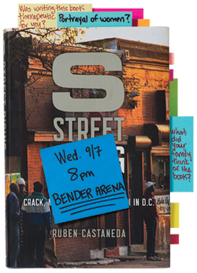 copy of S Street Rising with sticky notes on it