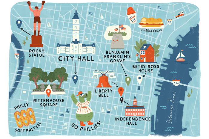 illustrated map of Philadelphia