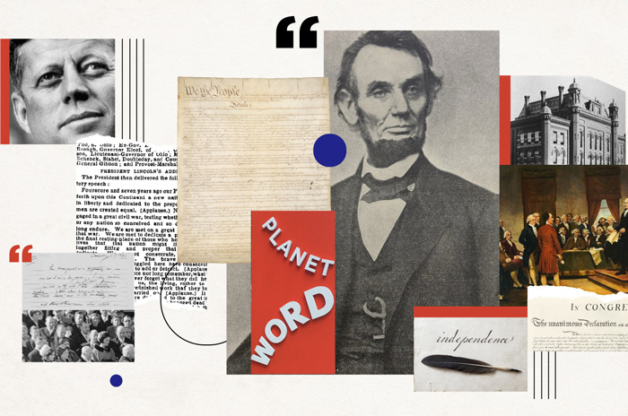 Illustration of Lincoln and JFK with text
