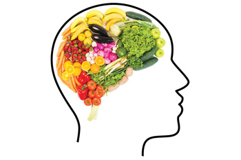 human brain made from fruits and vegetables