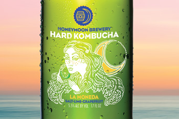 Green kombucha bottle
